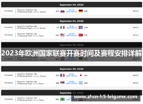 2023年欧洲国家联赛开赛时间及赛程安排详解
